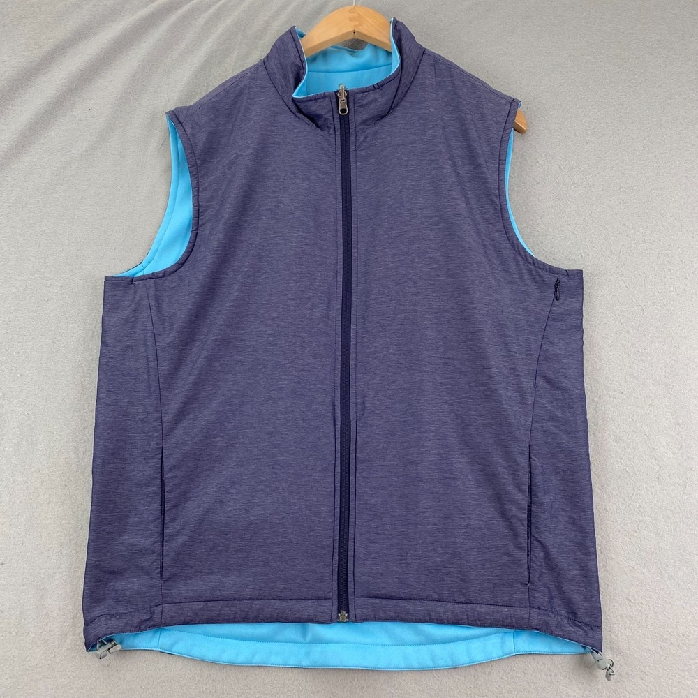 Peter Millar Crown Soft Reversible Vest Mens L Blue Full Zip Golf Casual